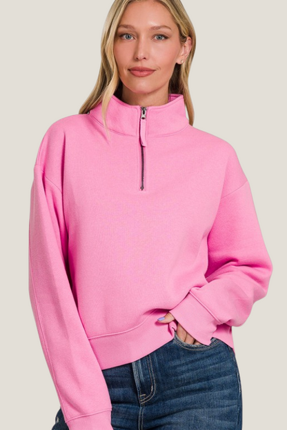 Closet Staple Quarter Zip (Candy Pink)